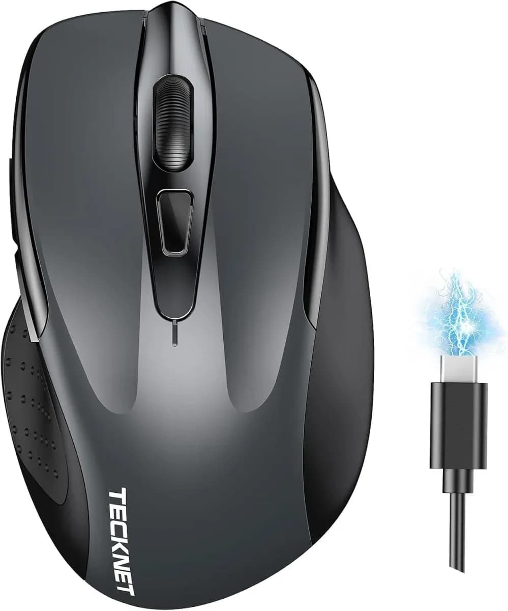 TECKNET Wireless Mouse BT5.0/3.0 & 2.4G 4800 DPI Grey